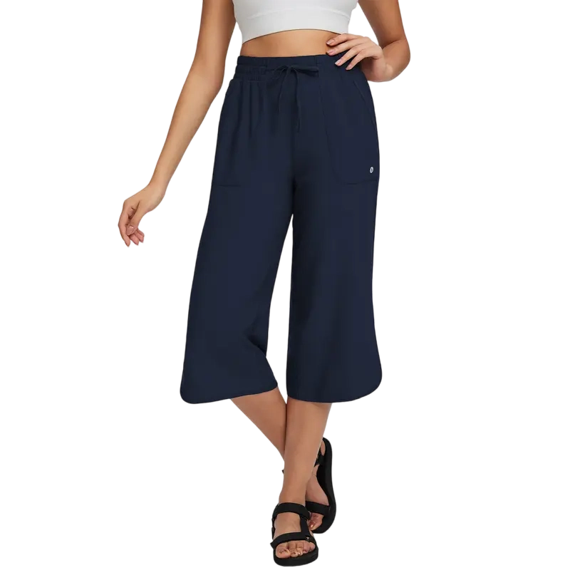 🔥 Limited-Time Sale ✨ Women’s 20" Wide Leg Capri Pants | High Waisted Tummy Control Lounge Pants with Pockets | Lightweight UPF 50+ Summer Active Wear ☀️