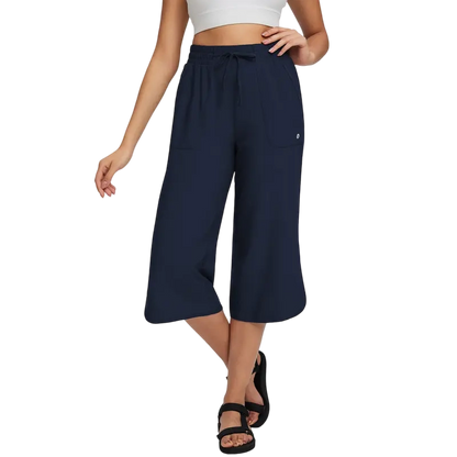 🔥 Limited-Time Sale ✨ Women’s 20" Wide Leg Capri Pants | High Waisted Tummy Control Lounge Pants with Pockets | Lightweight UPF 50+ Summer Active Wear ☀️