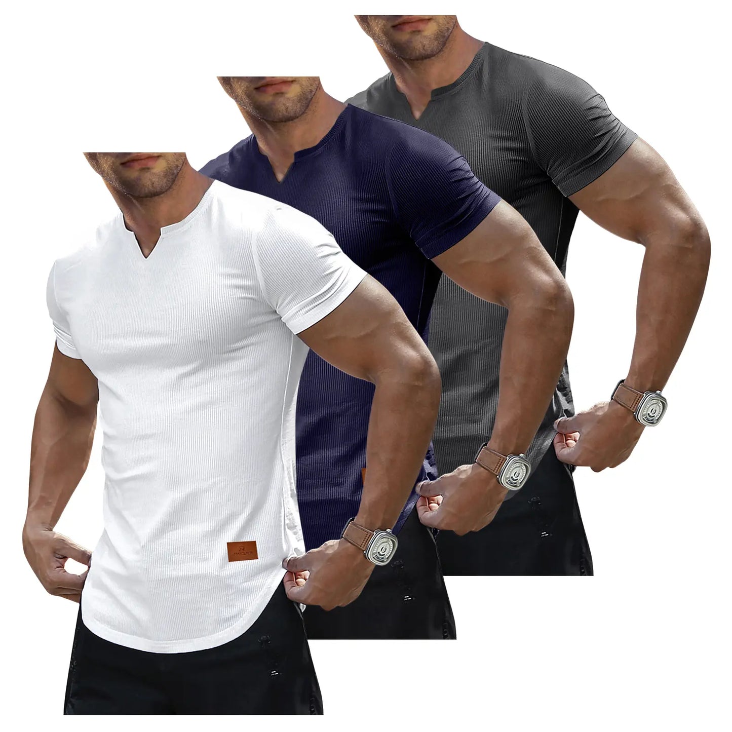 🔥 Limited-Time Sale ✨ Men’s Muscle Slim Fit Tee | V Neck Henley Longline Gym Athletic Shirt 💪👕
