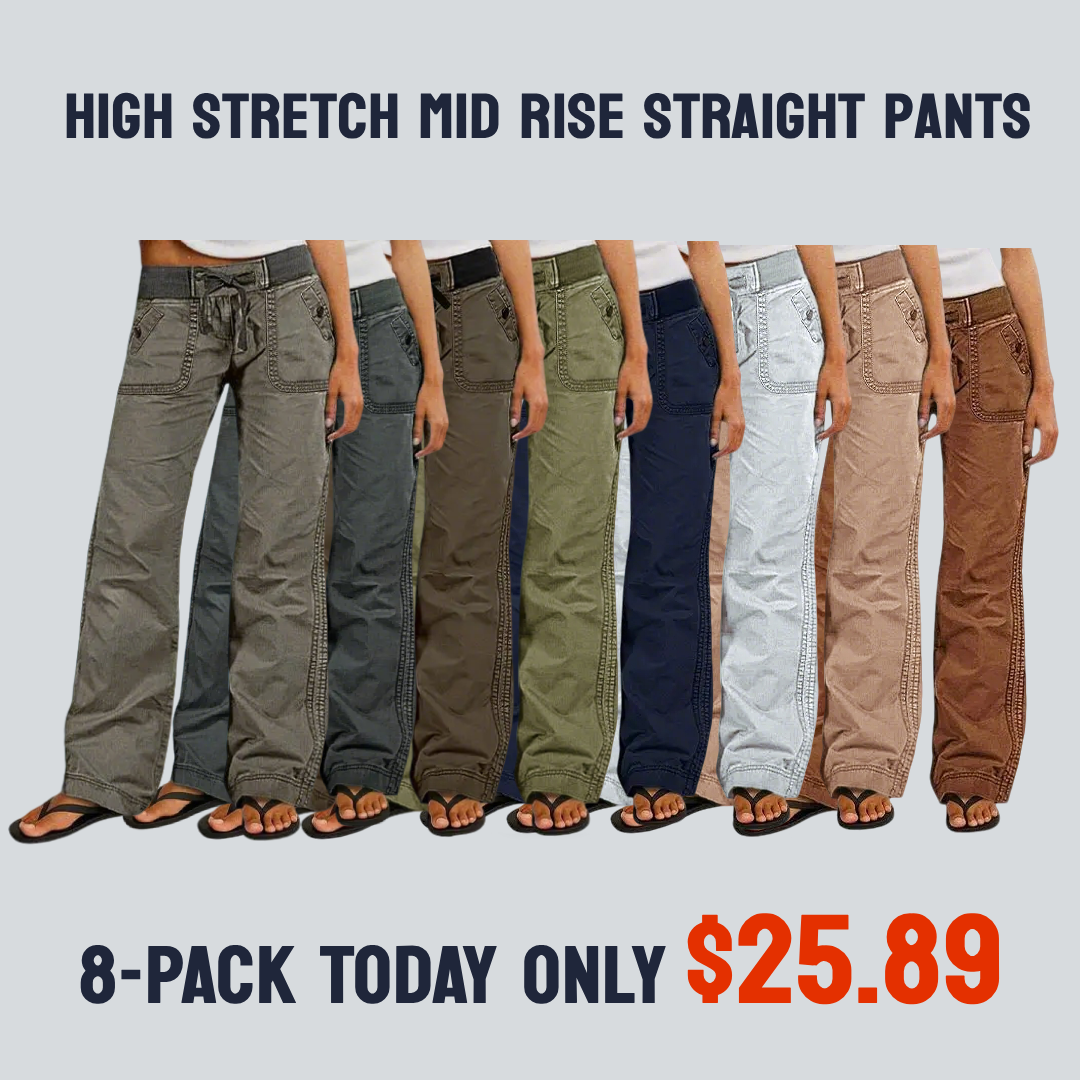 ⚡FINAL SALE⚡- 8 PACK  women-s-high-stretch-mid-rise-straight-pants