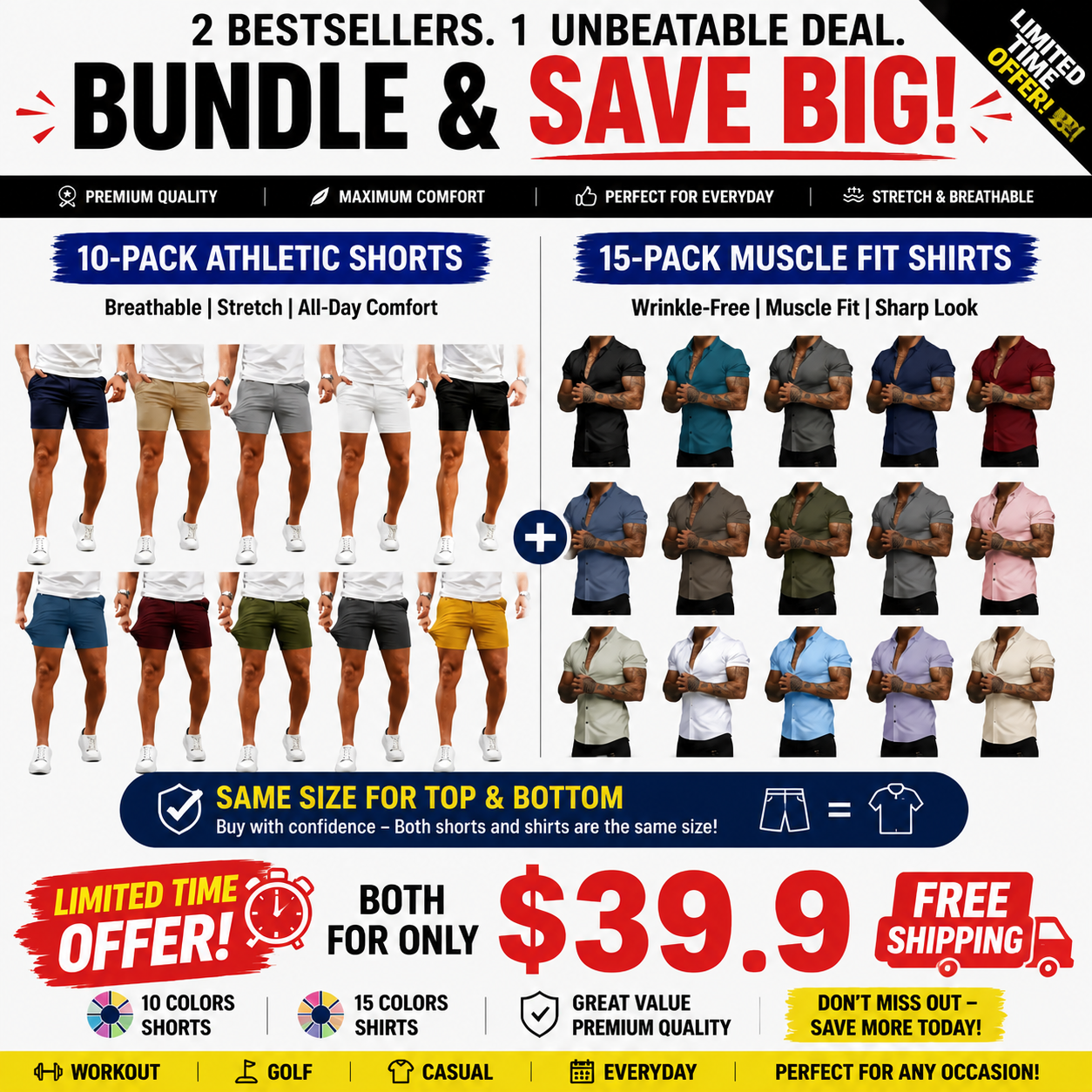 🔥 Limited-Time Sale ✨ Men’s 5-Inch Stretch Chino Shorts | Slim Fit Casual Summer Shorts 👖☀️