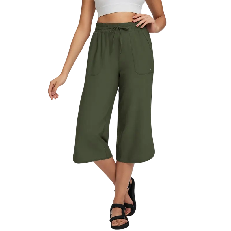 🔥 Limited-Time Sale ✨ Women’s 20" Wide Leg Capri Pants | High Waisted Tummy Control Lounge Pants with Pockets | Lightweight UPF 50+ Summer Active Wear ☀️