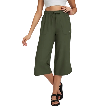 🔥 Limited-Time Sale ✨ Women’s 20" Wide Leg Capri Pants | High Waisted Tummy Control Lounge Pants with Pockets | Lightweight UPF 50+ Summer Active Wear ☀️