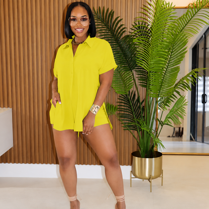 ❤️DEALS FOR YOU-Women's Chic Short Sleeve Top & Shorts 2-Piece Set