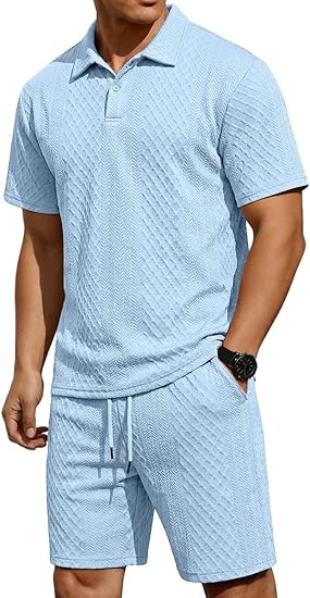 👕 Men's Summer Polo Shirt & Drawstring Shorts 2-Piece Set ☀️
