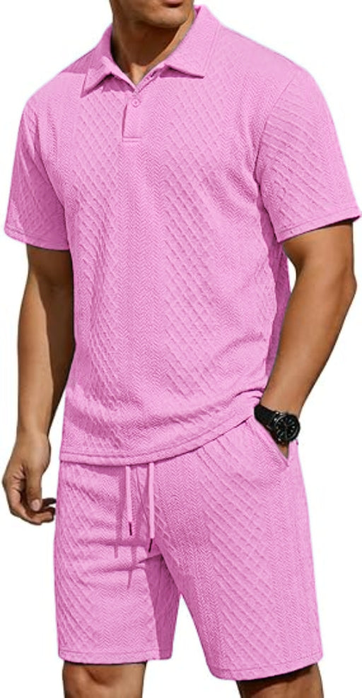 👕 Men's Summer Polo Shirt & Drawstring Shorts 2-Piece Set ☀️