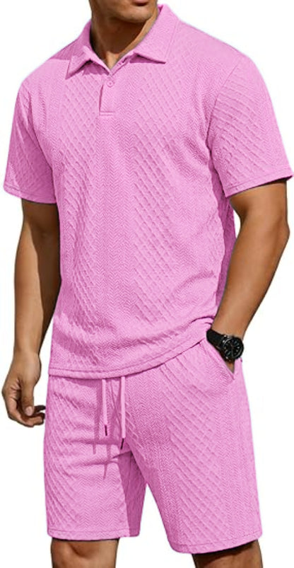 👕 Men's Summer Polo Shirt & Drawstring Shorts 2-Piece Set ☀️