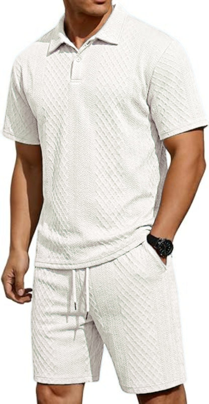 👕 Men's Summer Polo Shirt & Drawstring Shorts 2-Piece Set ☀️