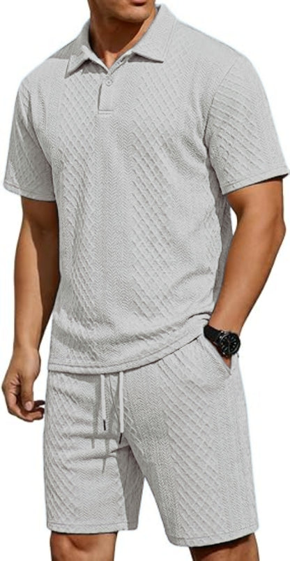 👕 Men's Summer Polo Shirt & Drawstring Shorts 2-Piece Set ☀️