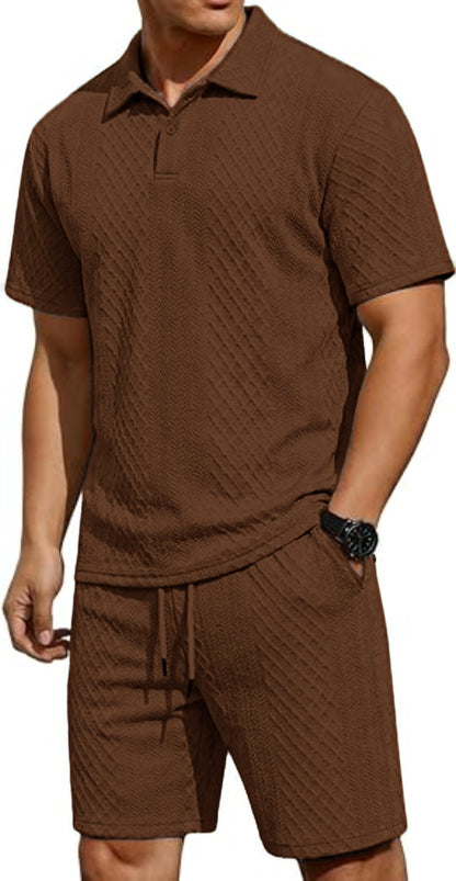 👕 Men's Summer Polo Shirt & Drawstring Shorts 2-Piece Set ☀️
