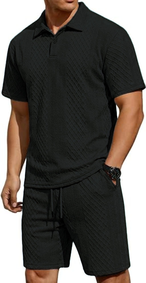 👕 Men's Summer Polo Shirt & Drawstring Shorts 2-Piece Set ☀️