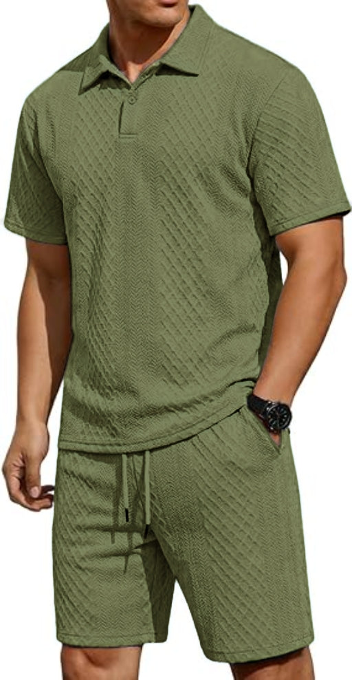 👕 Men's Summer Polo Shirt & Drawstring Shorts 2-Piece Set ☀️