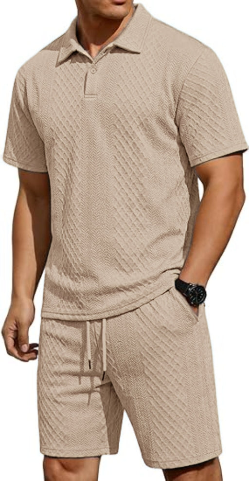 👕 Men's Summer Polo Shirt & Drawstring Shorts 2-Piece Set ☀️