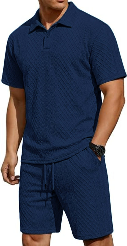 👕 Men's Summer Polo Shirt & Drawstring Shorts 2-Piece Set ☀️