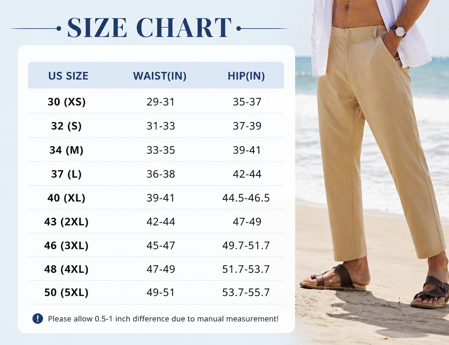 🔥 Limited-Time Sale ✨ Men’s Cotton Linen Pants | Elastic Waist Lightweight Slim Fit Casual Beach Trousers 👖🌴