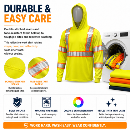 5 PACK SHIRT ST908 High Visibility Hoodie Long Sleeve Safety Shirt
