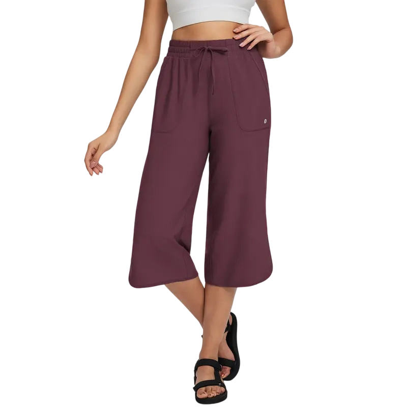 🔥 Limited-Time Sale ✨ Women’s 20" Wide Leg Capri Pants | High Waisted Tummy Control Lounge Pants with Pockets | Lightweight UPF 50+ Summer Active Wear ☀️