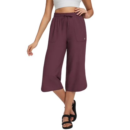 🔥 Limited-Time Sale ✨ Women’s 20" Wide Leg Capri Pants | High Waisted Tummy Control Lounge Pants with Pockets | Lightweight UPF 50+ Summer Active Wear ☀️