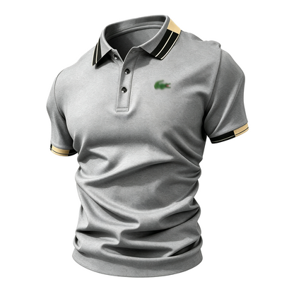 Men's Crocodile Print Polo Shirt – Breathable Casual Stretch Fit Top