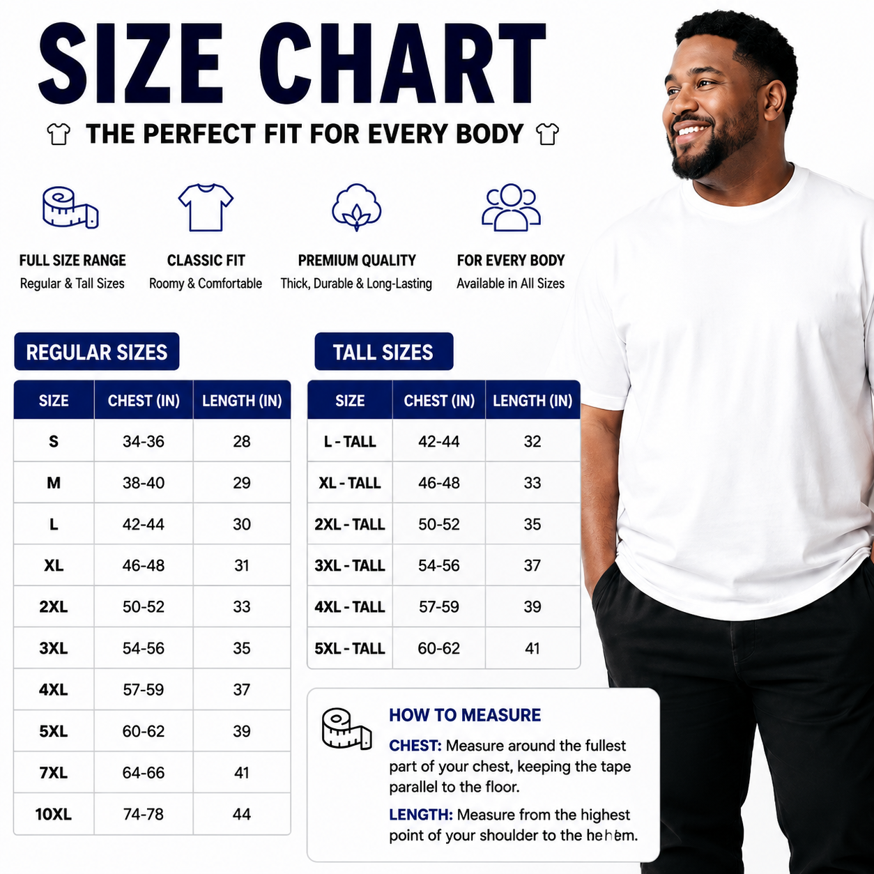 🔥 Big & Tall Men's Heavyweight Cotton Crew Neck T-Shirt 🧔‍♂️ – Short Sleeve.