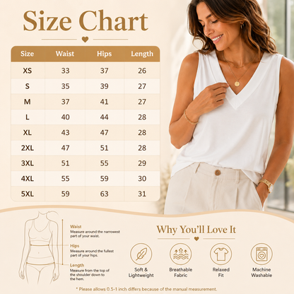 Women’s Sleeveless V Neck Summer Tee