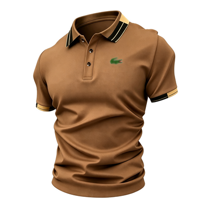 Men's Crocodile Print Polo Shirt – Breathable Casual Stretch Fit Top
