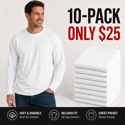 💥Men's Heavyweight Cotton Pocket T-Shirt – Relaxed Fit Everyday Casual Tee | Big & Tall Available