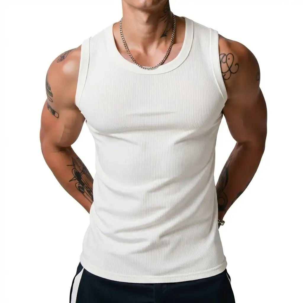 ⏰Final 3 hours 80% OFF🔥Men’s Wide Strap Ribbed Tank Top, High Stretch Breathable Muscle Tank, Heavyweight Drapey Fit Gym & Casual Sleeveless Shirt