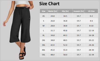🔥 Limited-Time Sale ✨ Women’s 20" Wide Leg Capri Pants | High Waisted Tummy Control Lounge Pants with Pockets | Lightweight UPF 50+ Summer Active Wear ☀️