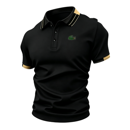 Men's Crocodile Print Polo Shirt – Breathable Casual Stretch Fit Top