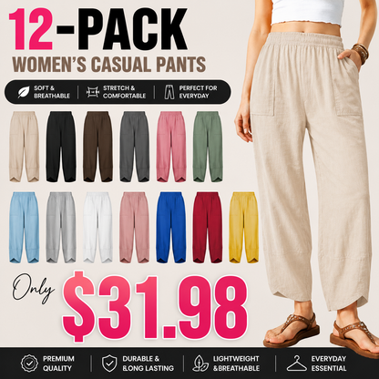 ⚡Last stock⚡-👖 Women's Casual Baggy Wide-Leg Trousers with Elastic Waist