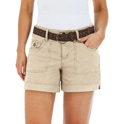 ✨ Women's Mid-Rise Denim Shorts – Stretchy Casual Summer Shorts with Pockets