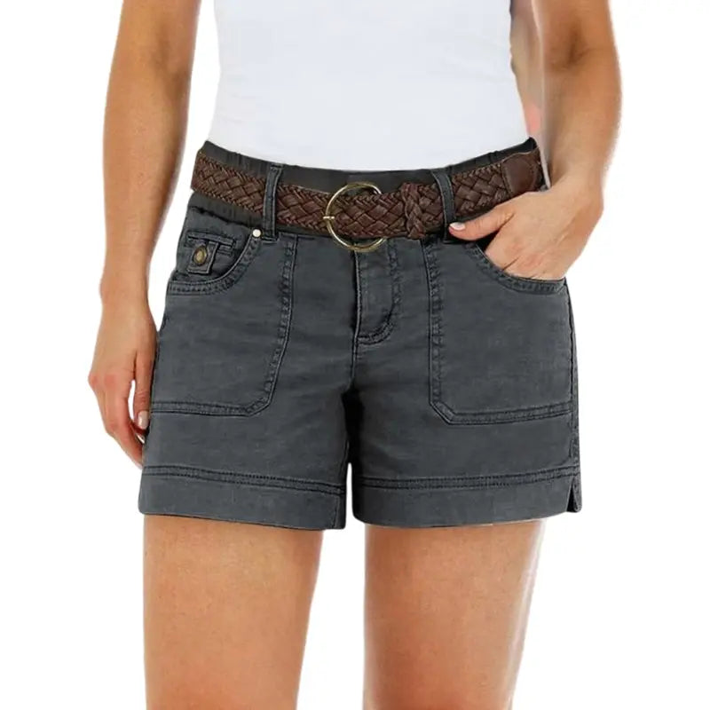 ✨ Women's Mid-Rise Denim Shorts – Stretchy Casual Summer Shorts with Pockets