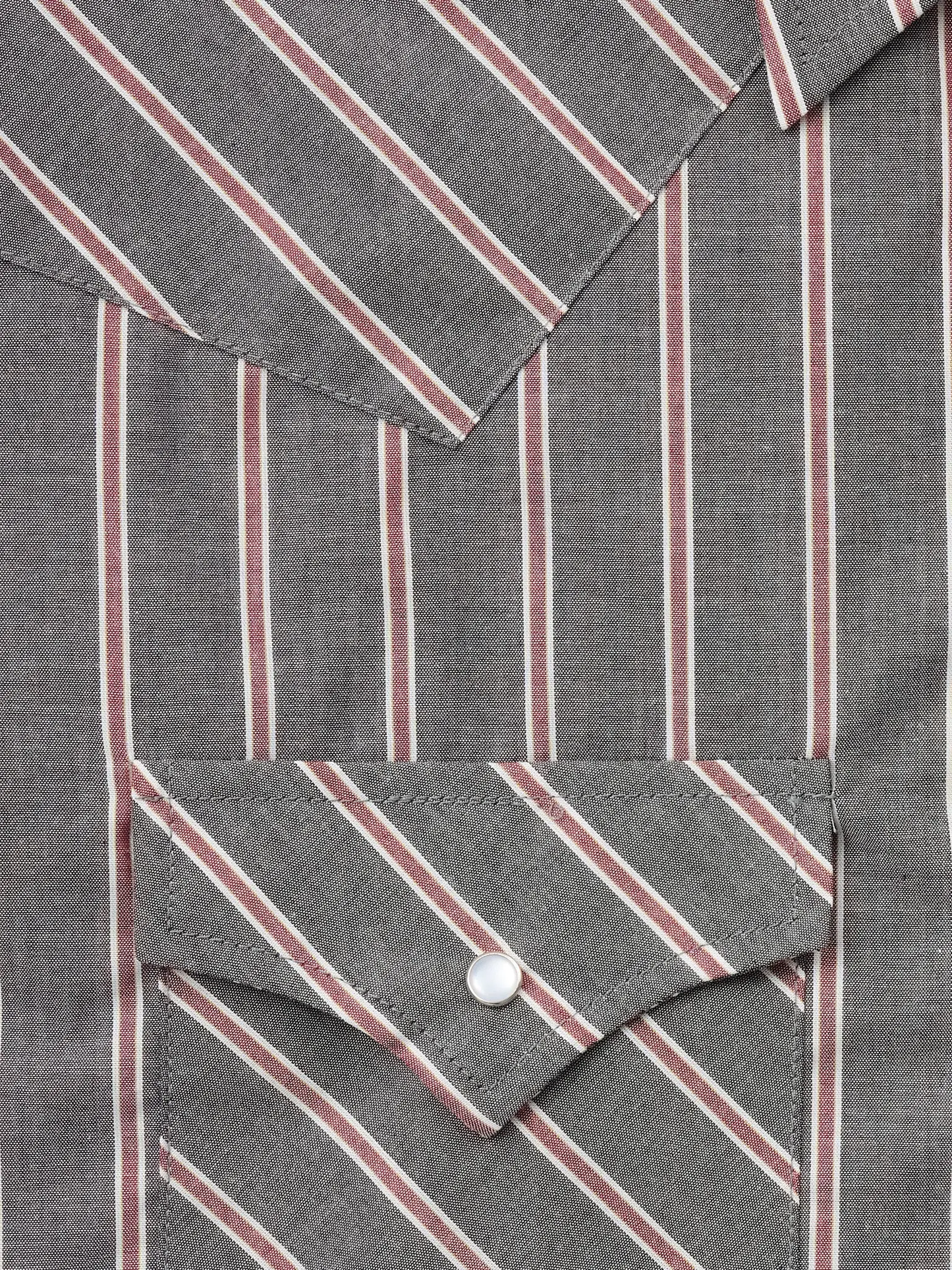 Men's Western Stripe Snap Shirt with Pocket - Short Sleeve Casual Cowboy Shirt