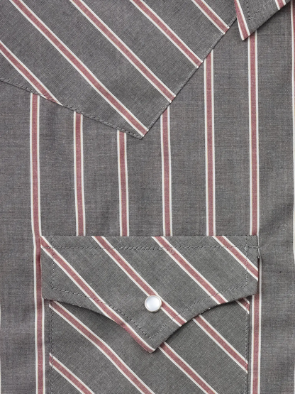 Men's Western Stripe Snap Shirt with Pocket - Short Sleeve Casual Cowboy Shirt