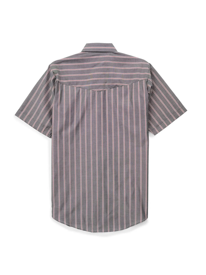 Men's Western Stripe Snap Shirt with Pocket - Short Sleeve Casual Cowboy Shirt