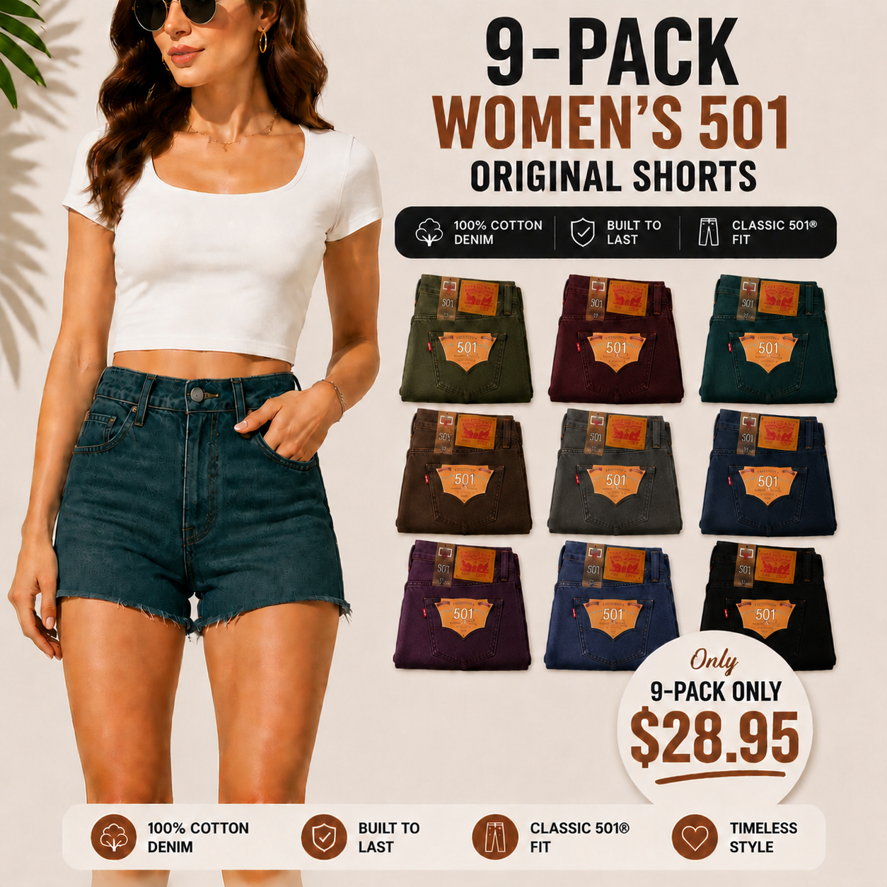 🔥BIG SALE, limited stock 🔥 501 Original Fit Denim Shorts(Multi-Color Value Pack)