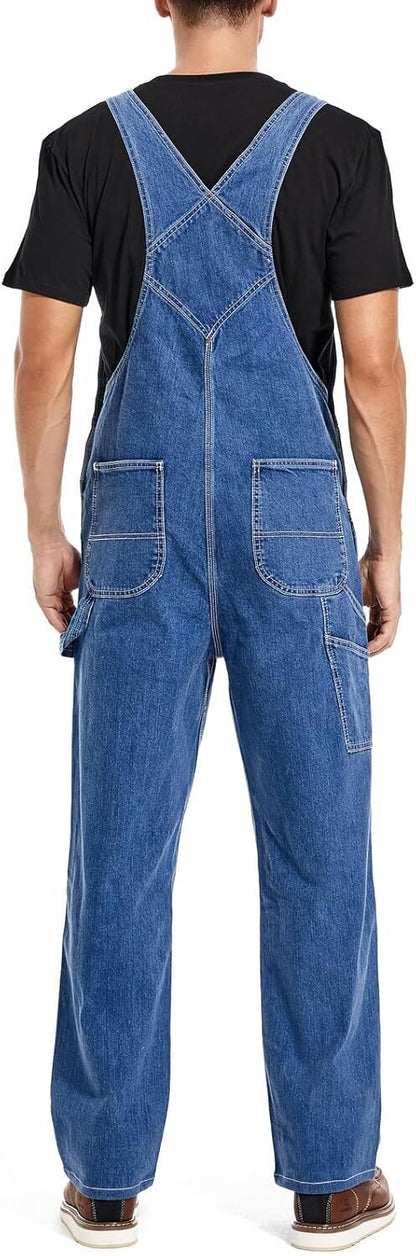 🔥Flash sale🔥Men's Denim Bib Overalls, Workwear with Adjustable Straps and Convenient Tool Pockets