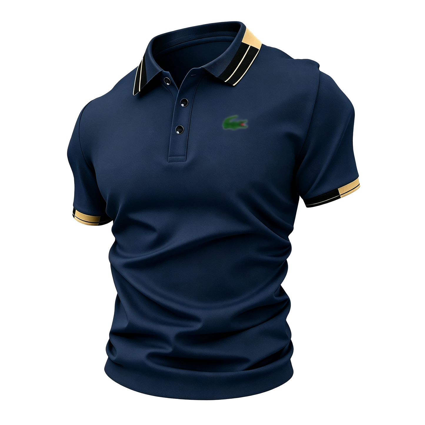 Men's Crocodile Print Polo Shirt – Breathable Casual Stretch Fit Top