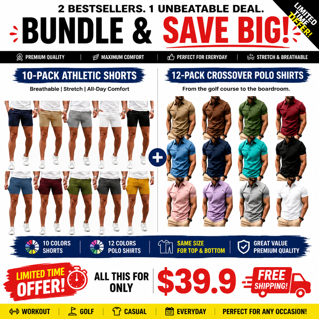 🔥 Limited-Time Sale ✨ Men’s 5-Inch Stretch Chino Shorts | Slim Fit Casual Summer Shorts 👖☀️