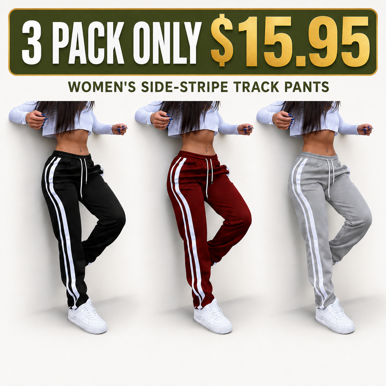 🔥 Limited-Time Sale ✨ Women’s Striped Athletic Pants | Casual Comfort Lounge Trousers | Year-Round Activewear for Everyday & Back to School 🎒👖