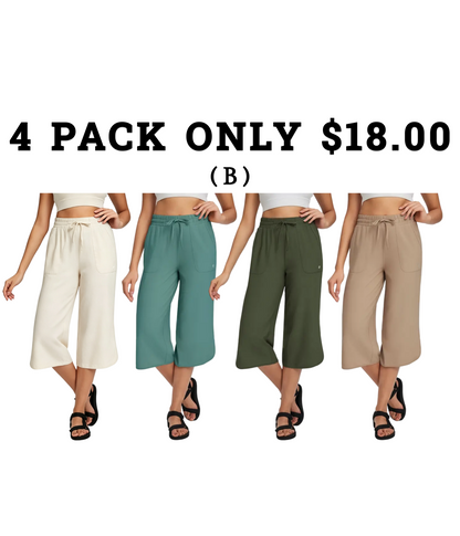 🔥 Limited-Time Sale ✨ Women’s 20" Wide Leg Capri Pants | High Waisted Tummy Control Lounge Pants with Pockets | Lightweight UPF 50+ Summer Active Wear ☀️