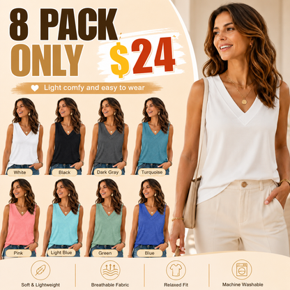 Women’s Sleeveless V Neck Summer Tee