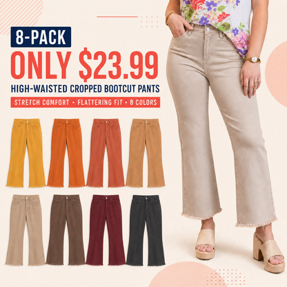 🔥 Limited-Time Sale ✨ Women’s High Waist Cropped Bootcut Jeans | Acid Wash Stretch Denim Pants | Frayed Hem Casual Flare Trousers 👖