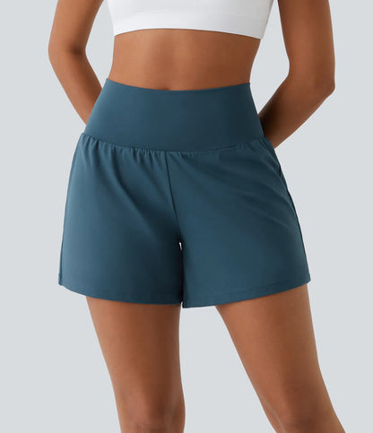 🔥Flash Sale⚡Super High Waisted Back Pocket & Side Hidden Pocket 2-in-1 Yoga Shorts