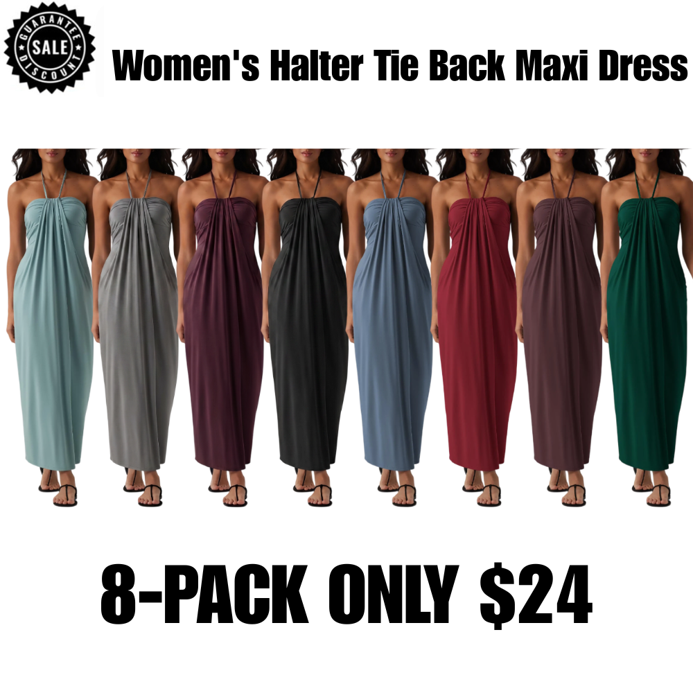 ❤️DEALS FOR YOU-Women's Halter Tie Back Maxi Dress