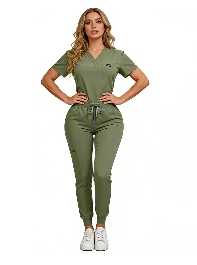 Women's Daily Wear Two-Piece Outfit, Anti-Pilling Lightweight Breathable Multi-Pocket Top & Side Pocket Jogger Pants for Casual, Travel & Lounge Daily Suits