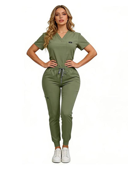 Women's Daily Wear Two-Piece Outfit, Anti-Pilling Lightweight Breathable Multi-Pocket Top & Side Pocket Jogger Pants for Casual, Travel & Lounge Daily Suits