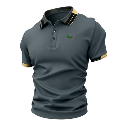 Men's Crocodile Print Polo Shirt – Breathable Casual Stretch Fit Top