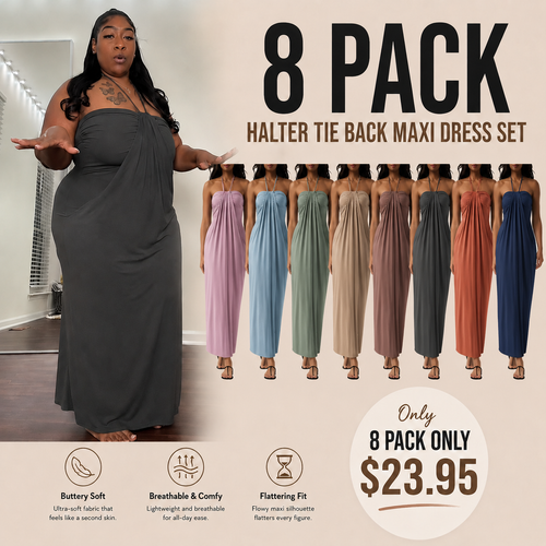 ❤️DEALS FOR YOU-Women's Halter Tie Back Maxi Dress